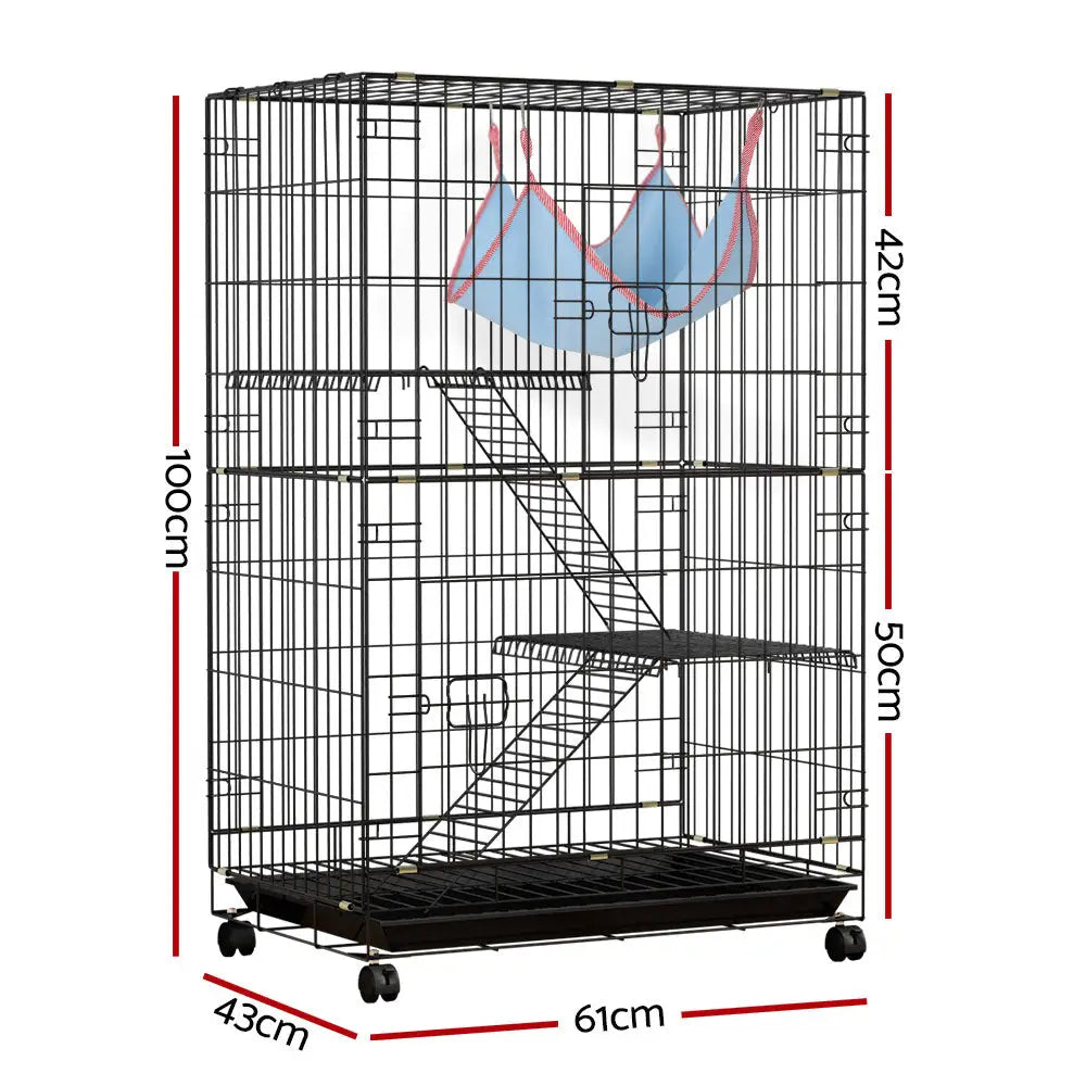 i.Pet Rabbit Cage 100cm Hutch 3 Level Indoor Guinea Pig Ferret - Pet Care > Coops & Hutches > Small Animal Habitats &