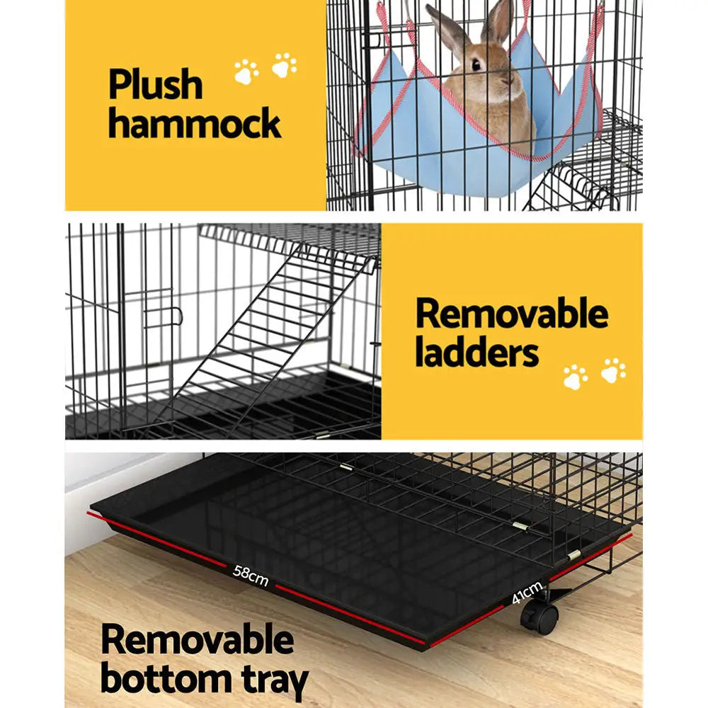 i.Pet Rabbit Cage 100cm Hutch 3 Level Indoor Guinea Pig Ferret - Pet Care > Coops & Hutches > Small Animal Habitats &