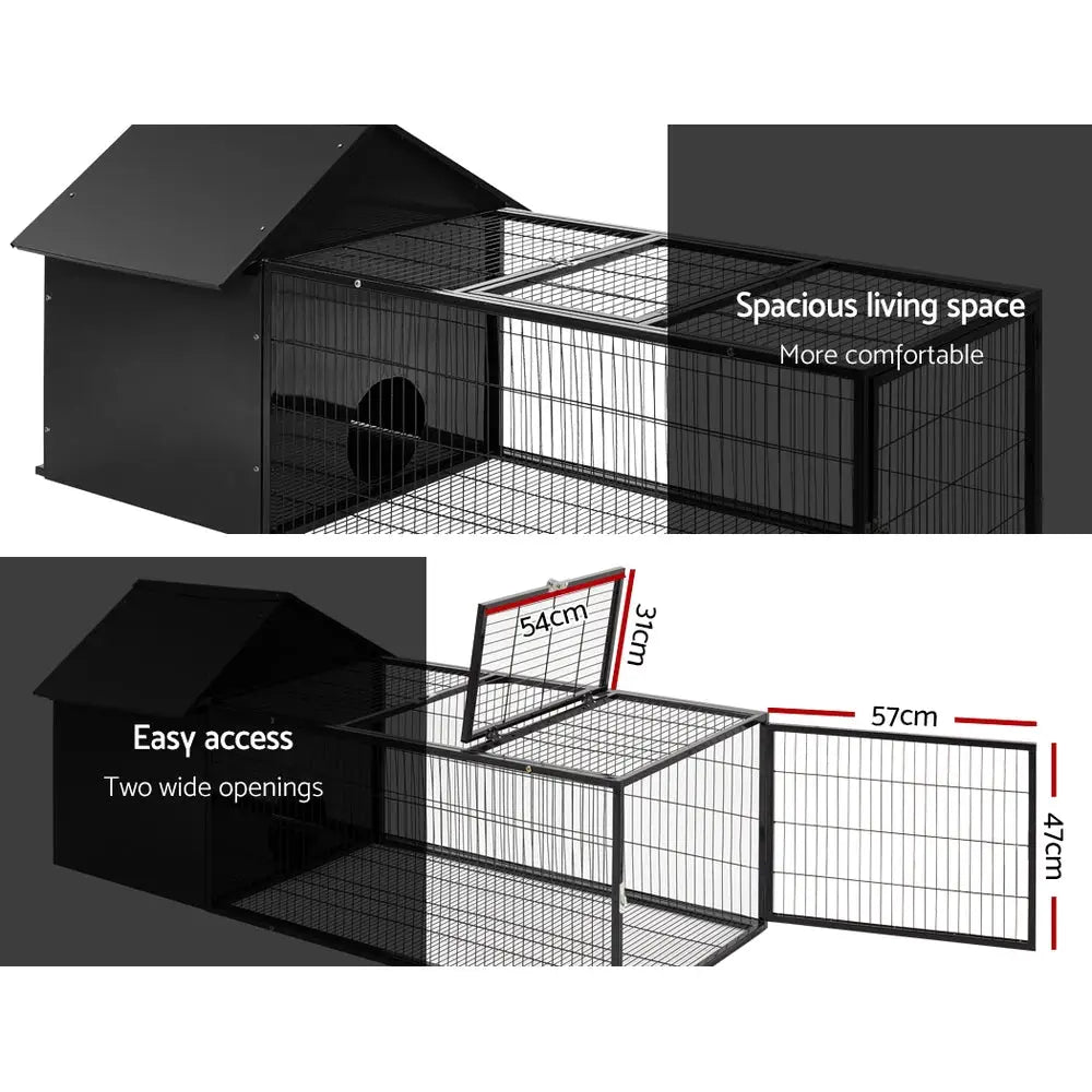 i.Pet Rabbit Cage Hutch 162x60cm Enclosure Metal - Pet Care > Coops & Hutches > Small Animal Habitats & Cages