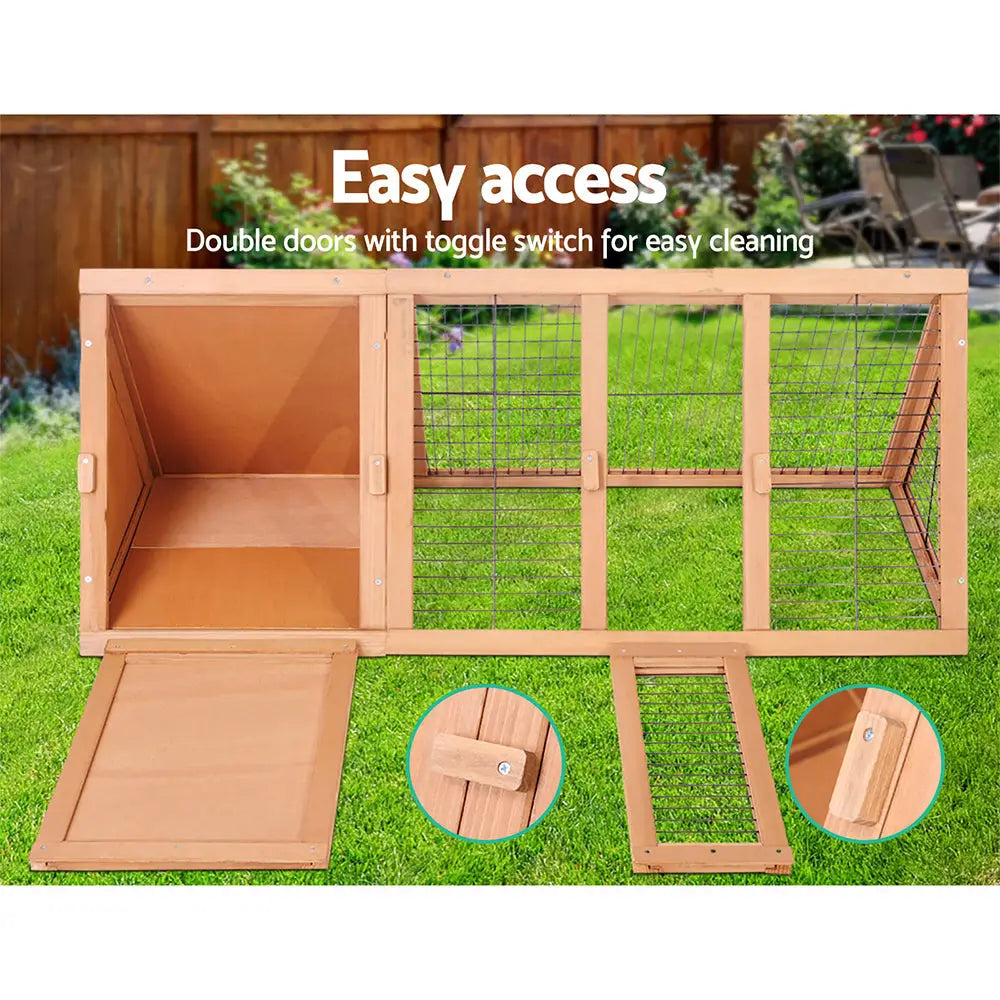 i.Pet Rabbit Hutch 119cm x 51cm x 44cm Chicken Coop Large Run Wooden Cage Outdoor - Pet Care > Coops & Hutches > Small
