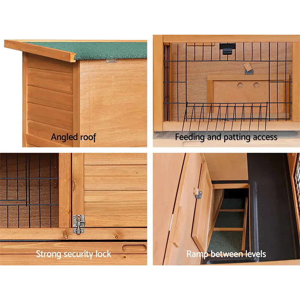 i.Pet Rabbit Hutch 91.5cm x 45cm x 82cm Chicken Coop Large Wooden House Run Cage Pet Bunny - Pet Care > Coops & Hutches