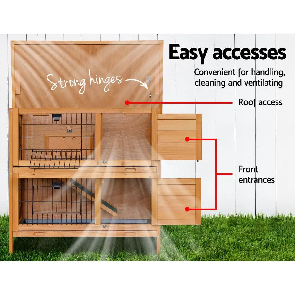 i.Pet Rabbit Hutch 91.5cm x 45cm x 82cm Chicken Coop Large Wooden House Run Cage Pet Bunny - Pet Care > Coops & Hutches
