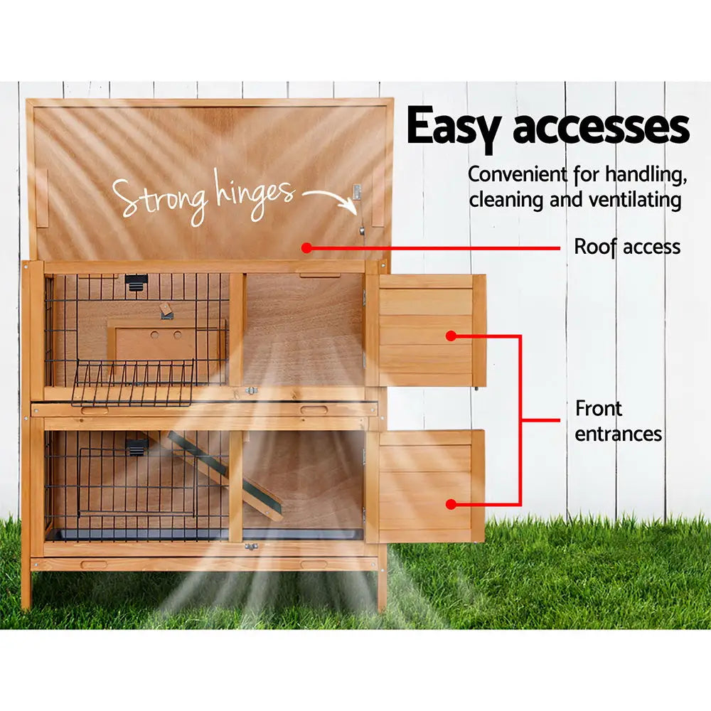 i.Pet Rabbit Hutch 91.5cm x 45cm x 82cm Chicken Coop Large Wooden House Run Cage Pet Bunny - Pet Care > Coops & Hutches
