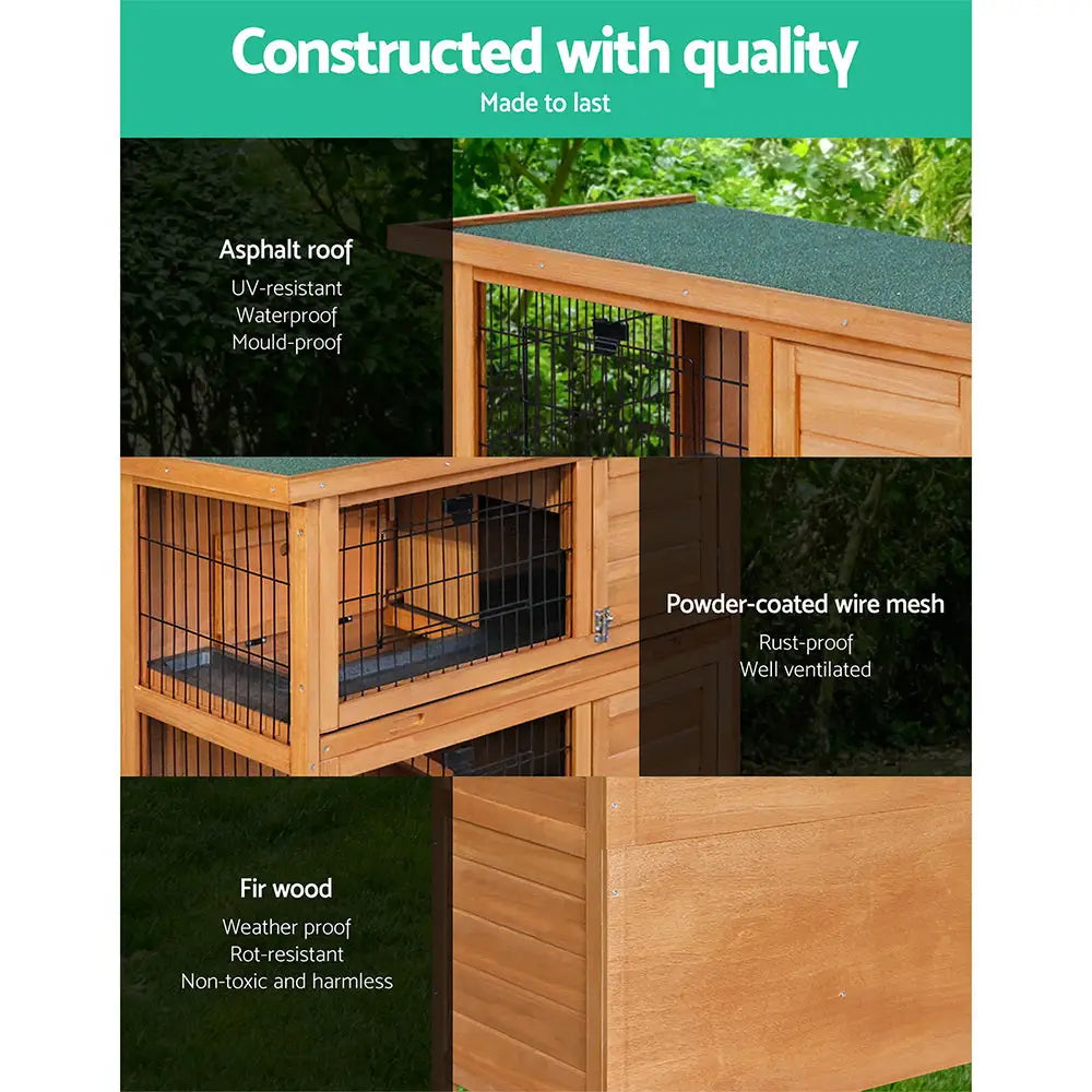 i.Pet Rabbit Hutch 91.5cm x 45cm x 82cm Chicken Coop Large Wooden House Run Cage Pet Bunny - Pet Care > Coops & Hutches