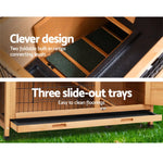 i.Pet Rabbit Hutch 91.5cm x 46cm x 116.5cm Chicken Coop Large House Cage Run Wooden Bunny Outdoor - Pet Care > Coops &