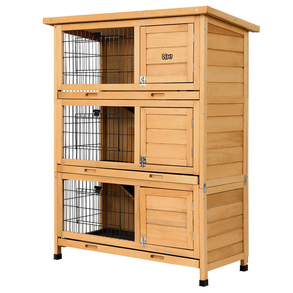 i.Pet Rabbit Hutch 91.5cm x 46cm x 116.5cm Chicken Coop Large House Cage Run Wooden Bunny Outdoor - Pet Care > Coops &