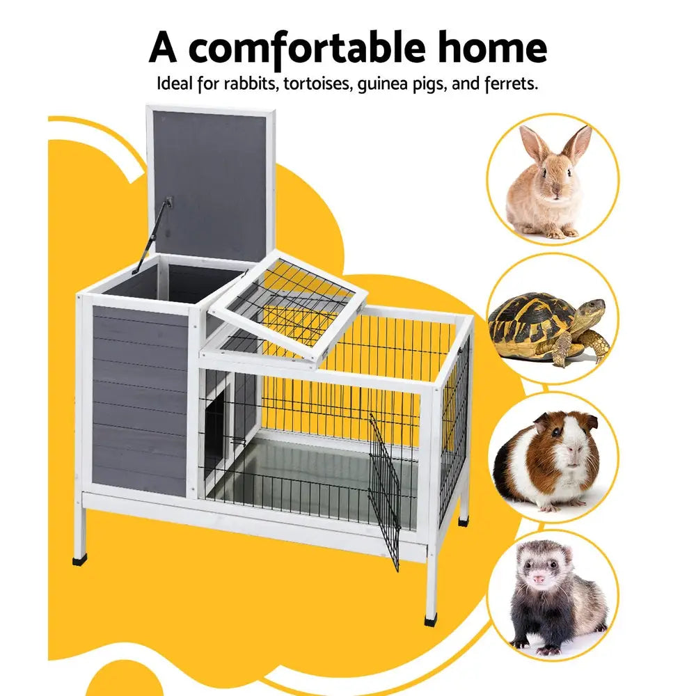 i.Pet Rabbit Hutch 97cm x 49cm x 86cm Chicken Coop Large Run Wooden Outdoor Cage House - Home & Garden > Shading