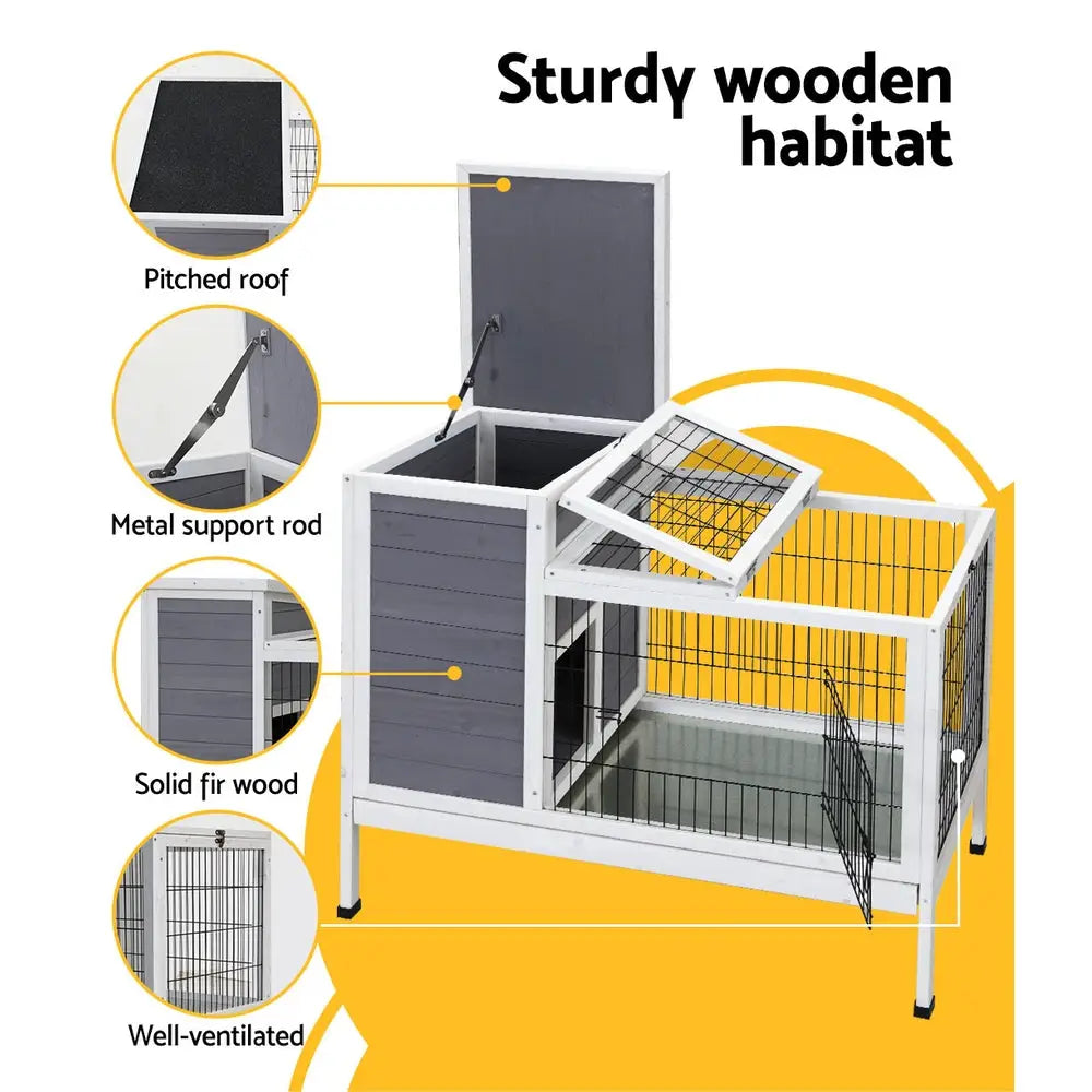 i.Pet Rabbit Hutch 97cm x 49cm x 86cm Chicken Coop Large Run Wooden Outdoor Cage House - Home & Garden > Shading