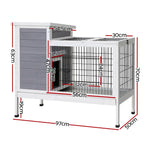 i.Pet Rabbit Hutch 97cm x 49cm x 86cm Chicken Coop Large Run Wooden Outdoor Cage House - Home & Garden > Shading