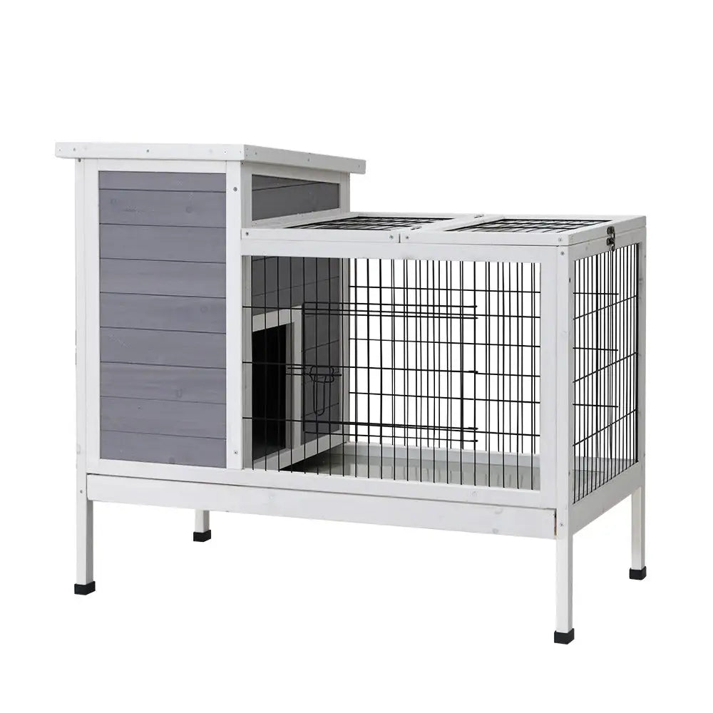 i.Pet Rabbit Hutch 97cm x 49cm x 86cm Chicken Coop Large Run Wooden Outdoor Cage House - Home & Garden > Shading