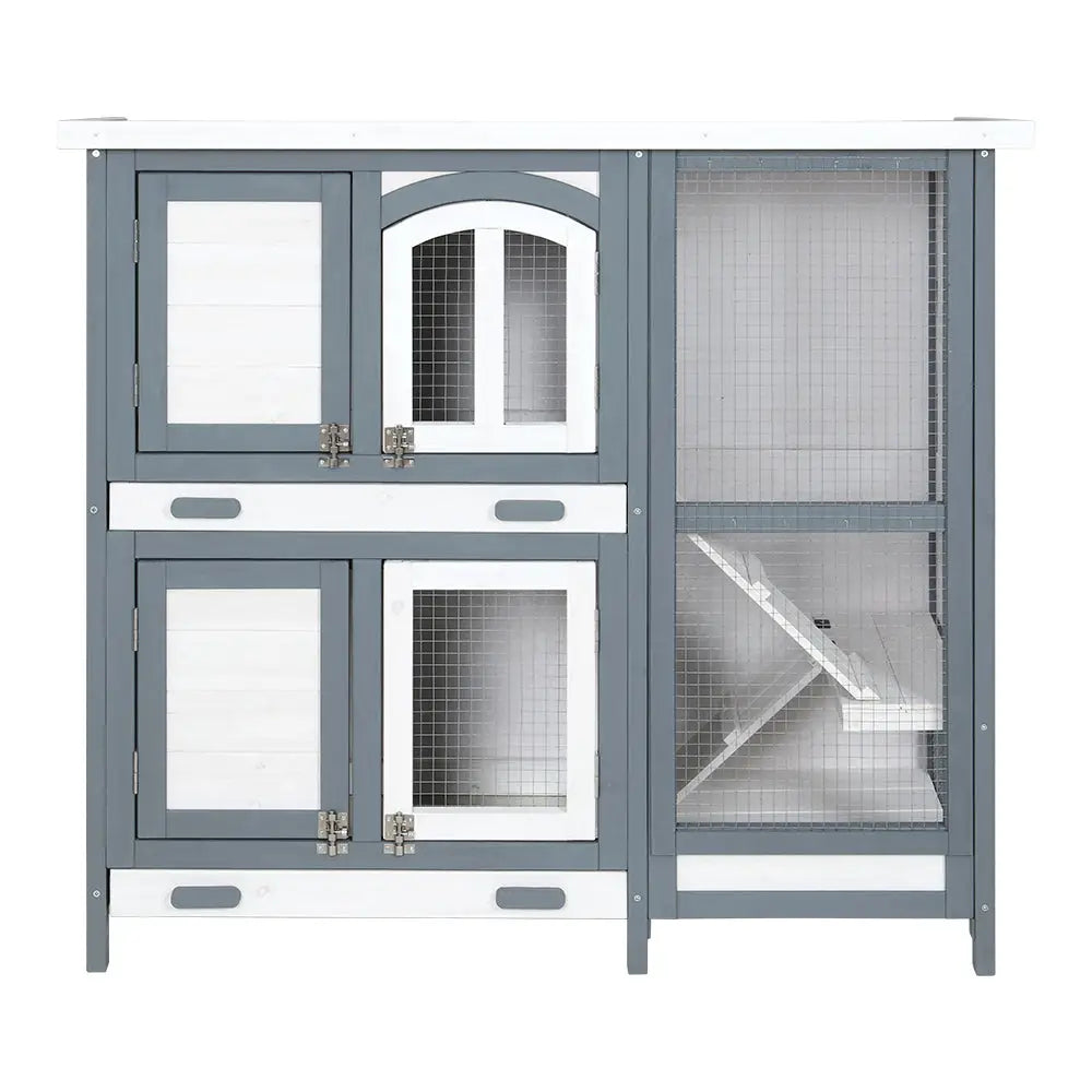 i.Pet Rabbit Hutch 98cm x 45cm x 92cm Chicken Coop Large Wooden House Run Cage Bunny Guinea Pig - Pet Care > Coops &