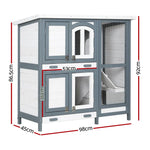 i.Pet Rabbit Hutch 98cm x 45cm x 92cm Chicken Coop Large Wooden House Run Cage Bunny Guinea Pig - Pet Care > Coops &