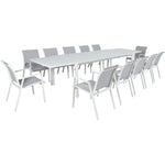 Iberia 13pc 230-345cm Aluminium Outdoor Extensible Dining Table Chair White - Furniture > Bar Stools & Chairs > Table &