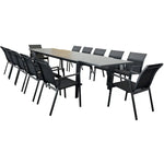 Iberia 13pc 230-345cm Aluminium Outdoor Extensible Dining Table Chair Charcoal - Furniture > Outdoor