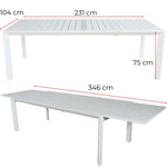 Iberia 13pc 230-345cm Aluminium Outdoor Extensible Dining Table Chair White - Furniture > Bar Stools & Chairs > Table &