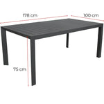 Iberia 178cm Aluminium Outdoor Dining Table Charcoal - Furniture > Outdoor