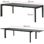Iberia 230-345cm Aluminium Outdoor Extensible Dining Table Charcoal - Furniture > Outdoor