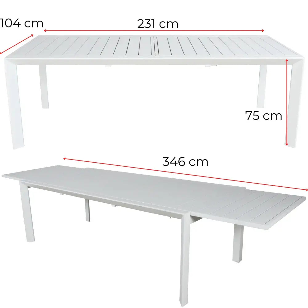 Iberia 230-345cm Aluminium Outdoor Extensible Dining Table White - Furniture > Outdoor