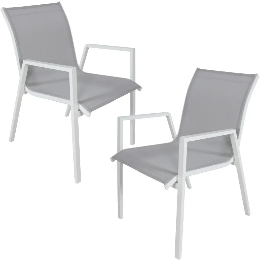 Iberia 2pc Set Aluminium Outdoor Dining Chair White - Furniture > Outdoor