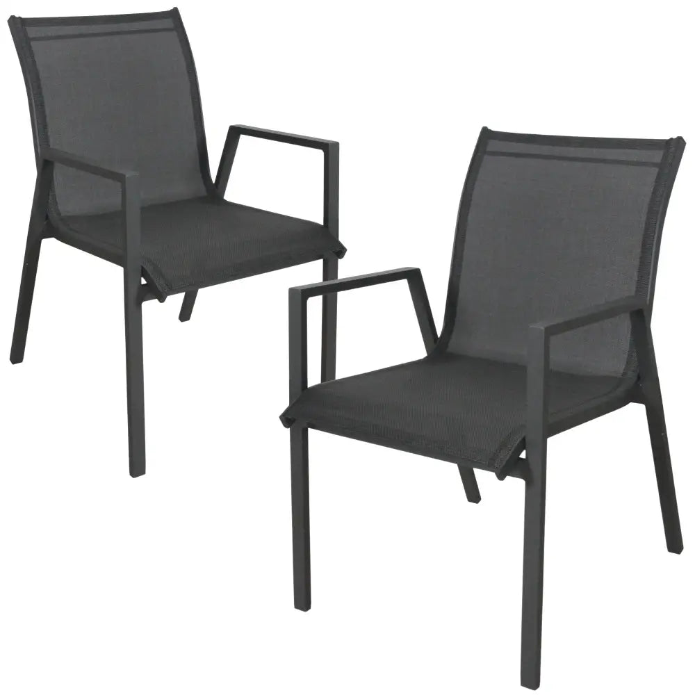 Iberia 2pc Set Aluminium Outdoor Dining Table Chair Charcoal - Furniture > Outdoor