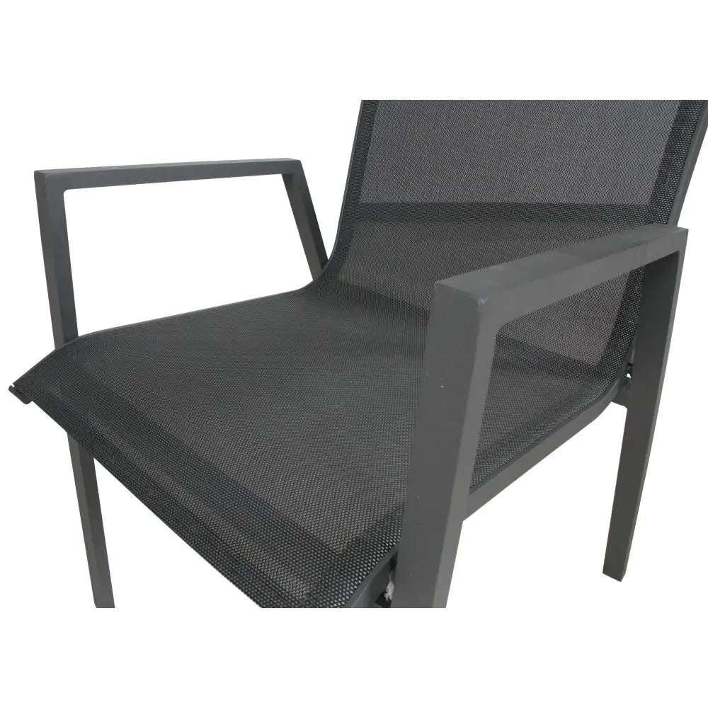 Iberia 2pc Set Aluminium Outdoor Dining Table Chair Charcoal - Furniture > Outdoor