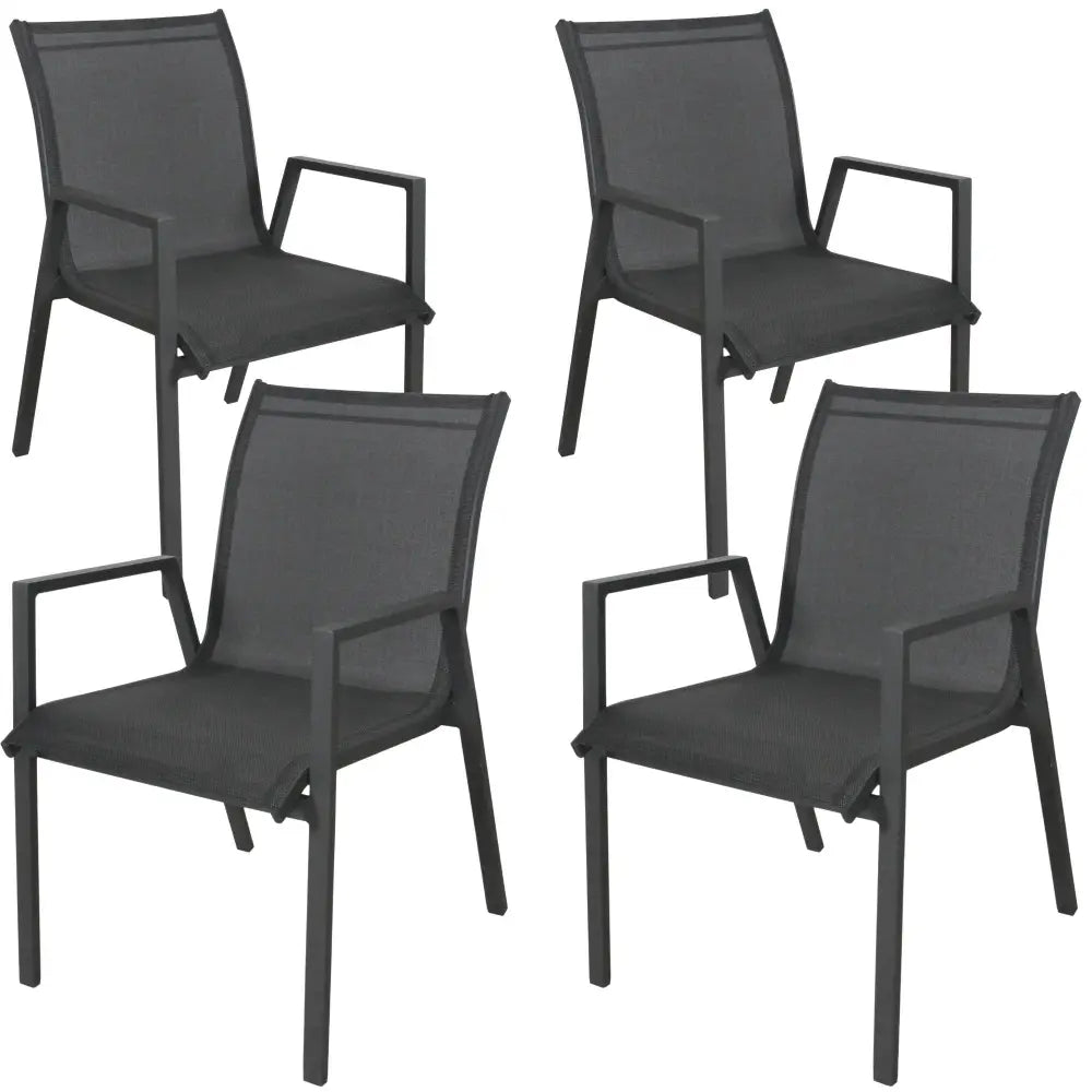 Iberia 4pc Set Aluminium Outdoor Dining Table Chair Charcoal - Furniture > Outdoor