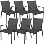 Iberia 6pc Set Aluminium Outdoor Dining Table Chair Charcoal - Furniture > Outdoor