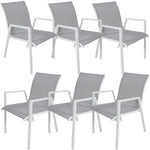 Iberia 6pc Set Aluminium Outdoor Dining Table Chair White - Furniture > Outdoor