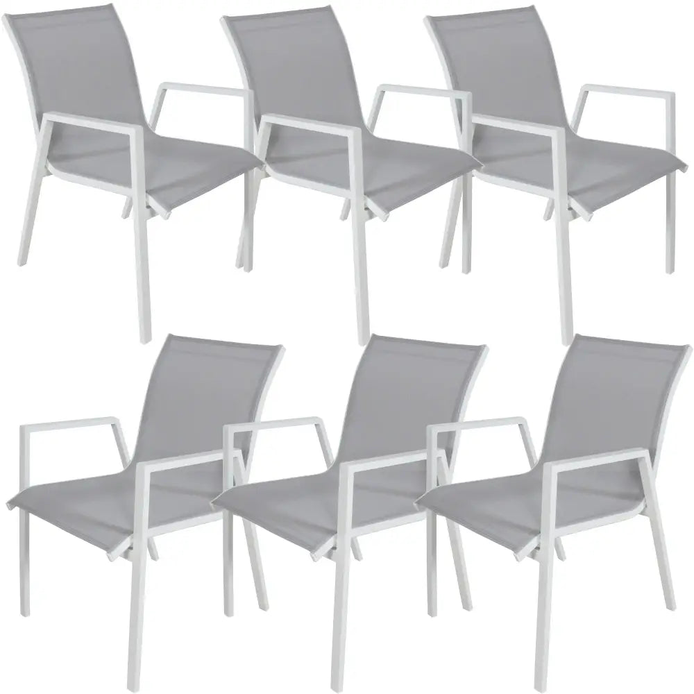 Iberia 6pc Set Aluminium Outdoor Dining Table Chair White - Furniture > Outdoor