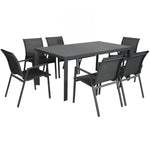 Iberia 7pc Set 178cm Aluminium Outdoor Dining Table Chair Charcoal - Furniture > Outdoor
