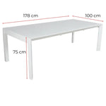 Iberia 7pc Set 178cm Aluminium Outdoor Dining Table Chair White - Furniture > Outdoor