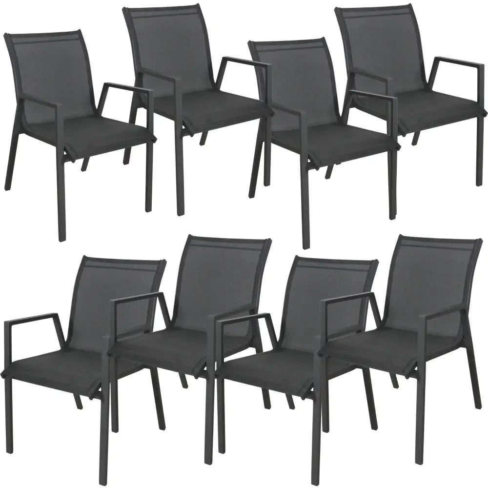Iberia 8pc Set Aluminium Outdoor Dining Table Chair Charcoal - Furniture > Outdoor