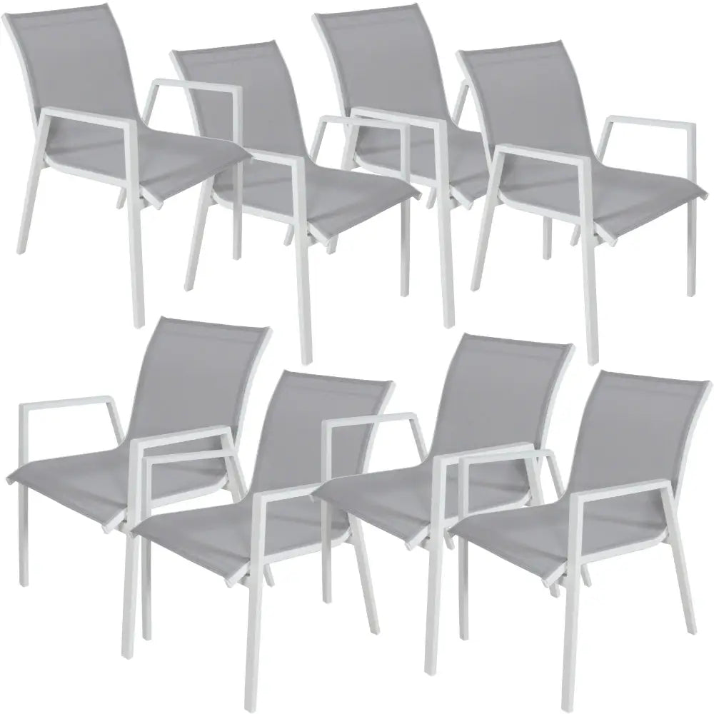 Iberia 8pc Set Aluminium Outdoor Dining Table Chair White - Furniture > Outdoor