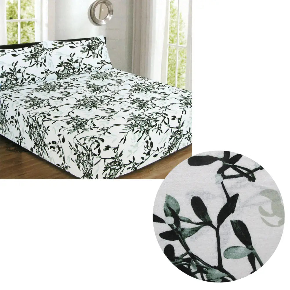 ICF Store Cotton Flannel Combo Fitted Sheet Set Queen Evergreen - Home & Garden > Bedding > Bed Sheets