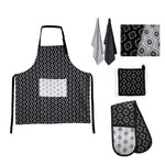 IDC Homewares 5 Pce Cotton Kitchen Set Alcazar Black - Home & Garden > Kitchenware