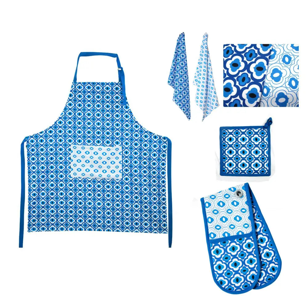 IDC Homewares 5 Pce Cotton Kitchen Set Azure Blue - Home & Garden > Kitchenware