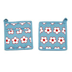IDC Homewares Set of 2 Cotton Bud Blue Pot Holders - Home & Garden > Kitchenware