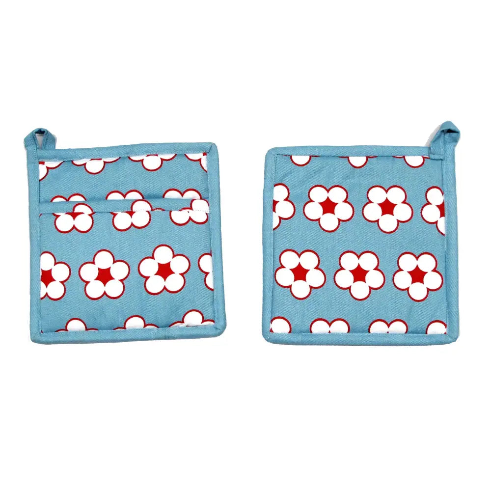 IDC Homewares Set of 2 Cotton Bud Blue Pot Holders - Home & Garden > Kitchenware