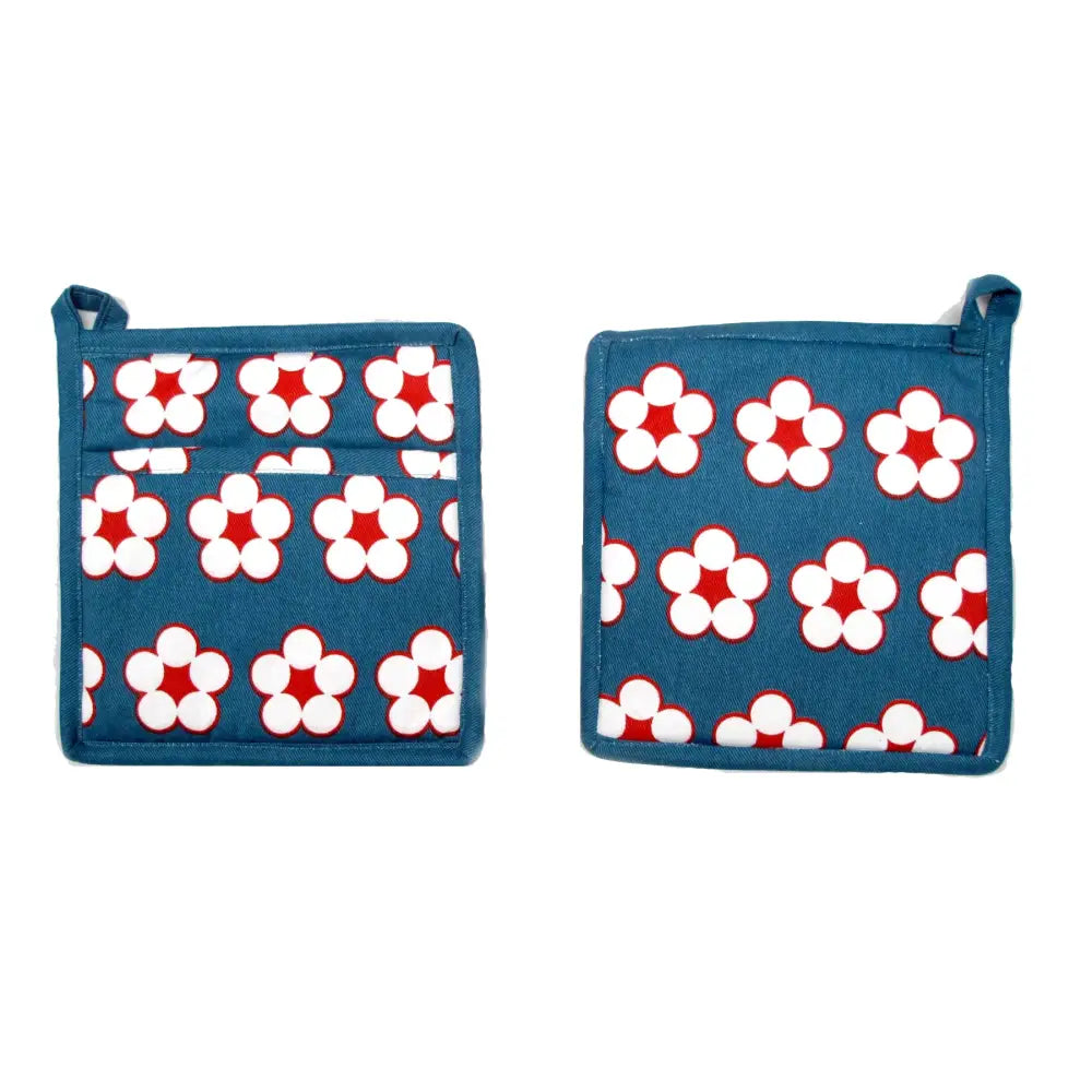 IDC Homewares Set of 2 Cotton Bud Navy Pot Holders - Home & Garden > Kitchenware