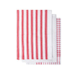 IDC Homewares Set of 3 Gardenia Cotton Tea Towels Red - Home & Garden > Kitchenware