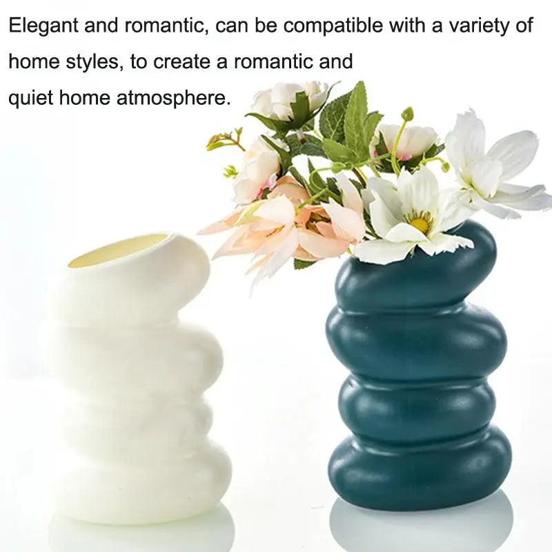 Imitation Glaze Porcelain Spiral Vase for Wet & Dry Flower Arrangements - Dark Green - Home & Garden > Decor > Vases &