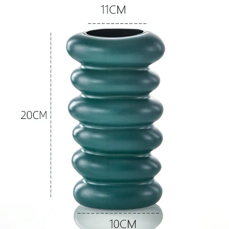 Imitation Glaze Porcelain Spiral Vase for Wet & Dry Flower Arrangements - Dark Green - Home & Garden > Decor > Vases &