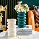Imitation Glaze Porcelain Spiral Vase for Wet & Dry Flower Arrangements - White - Home & Garden > Decor > Vases & Table