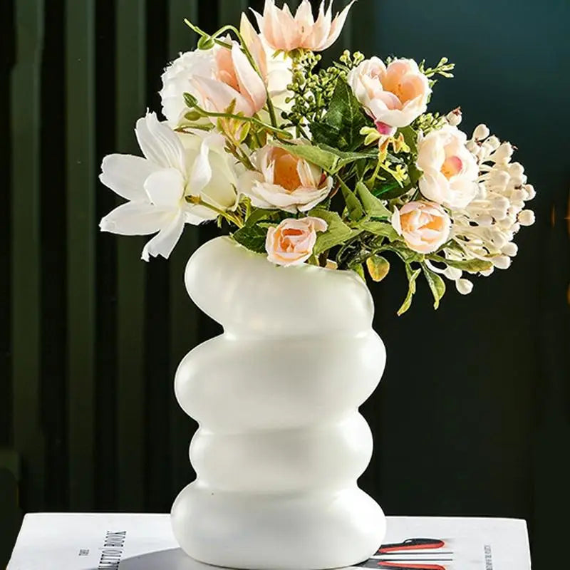 Imitation Glaze Porcelain Spiral Vase for Wet & Dry Flower Arrangements - Dark Green - Home & Garden > Decor > Vases &
