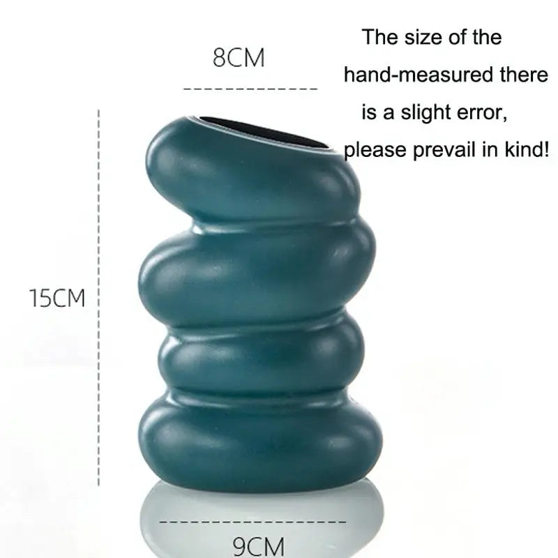 Imitation Glaze Porcelain Spiral Vase for Wet & Dry Flower Arrangements - Dark Green - Home & Garden > Decor > Vases &