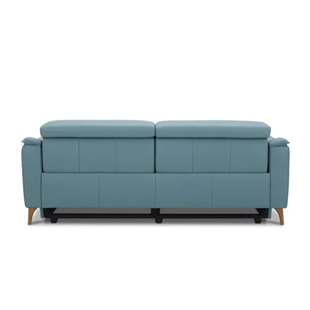 Inala 2.5 Seater Genuine Leather Sofa Lounge Electric Powered Recliner Blue - Furniture > Sofas