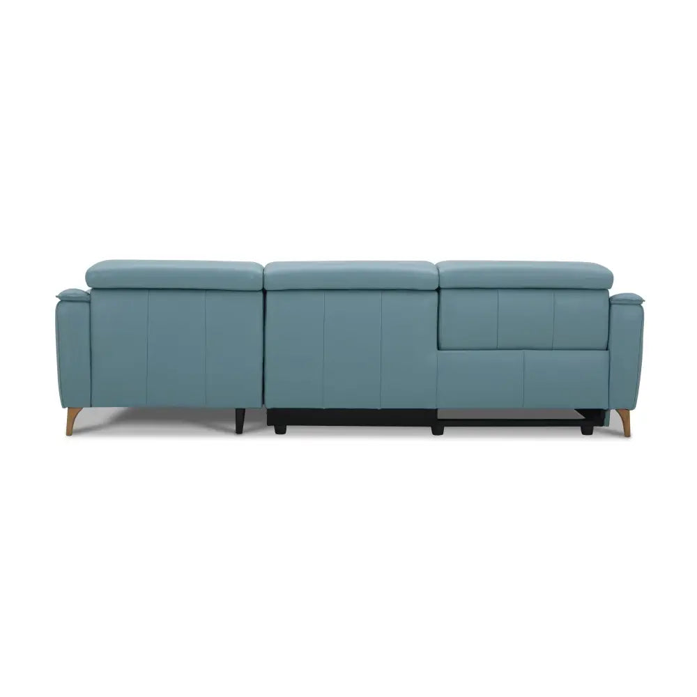 Inala 2 Seater Genuine Leather Sofa Lounge Electric Powered Recliner LHF Chaise Blue - Furniture > Sofas