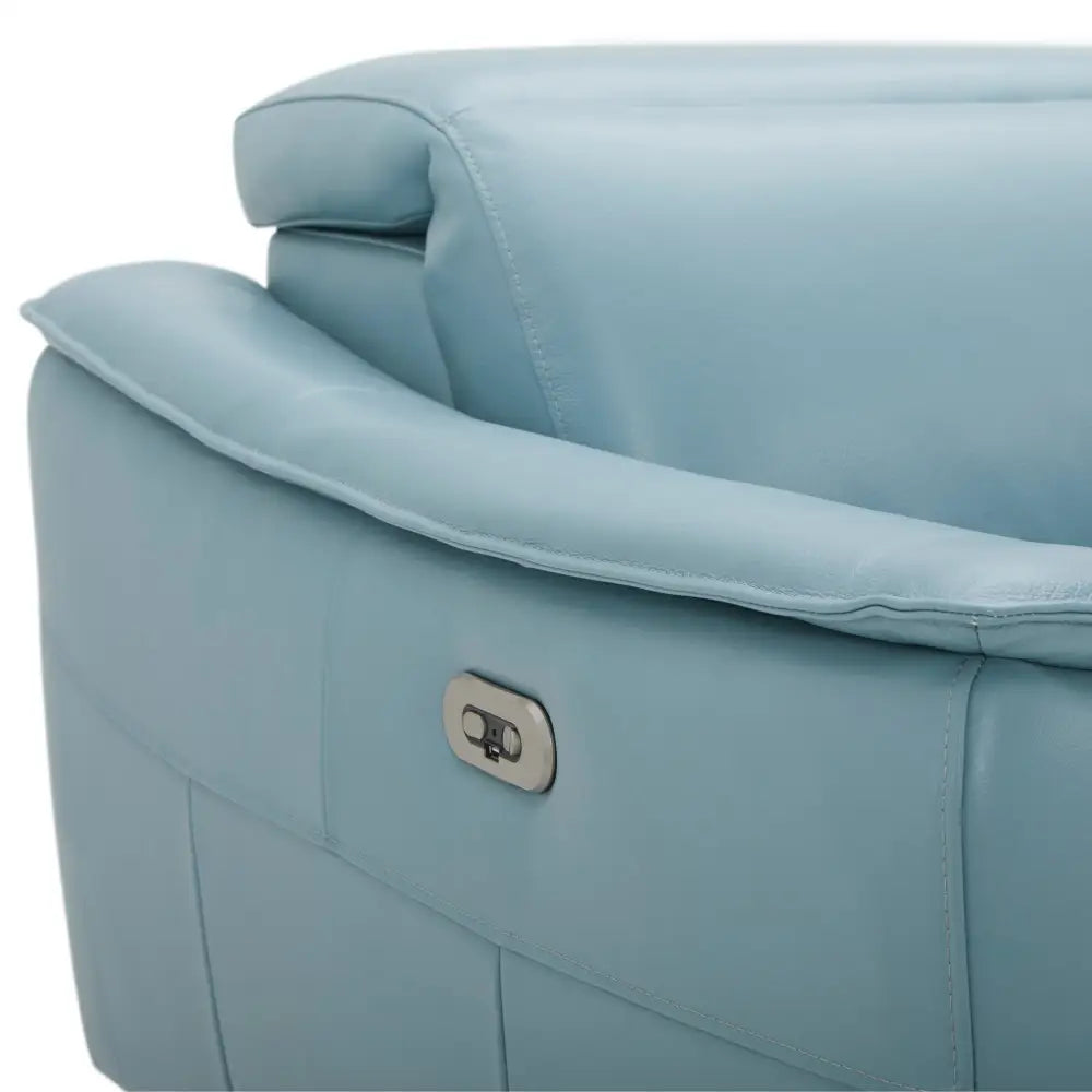 Inala 2 Seater Genuine Leather Sofa Lounge Electric Powered Recliner RHF Chaise Blue - Furniture > Sofas