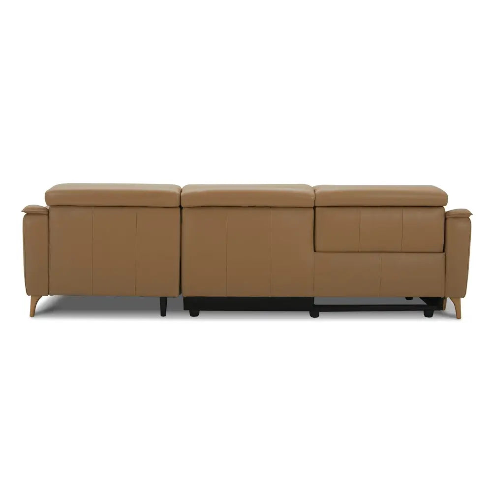 Inala 2 Seater Genuine Leather Sofa Lounge Electric Powered Recliner LHF Chaise Latte - Furniture > Sofas
