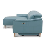 Inala 2 Seater Genuine Leather Sofa Lounge Electric Powered Recliner LHF Chaise Blue - Furniture > Sofas